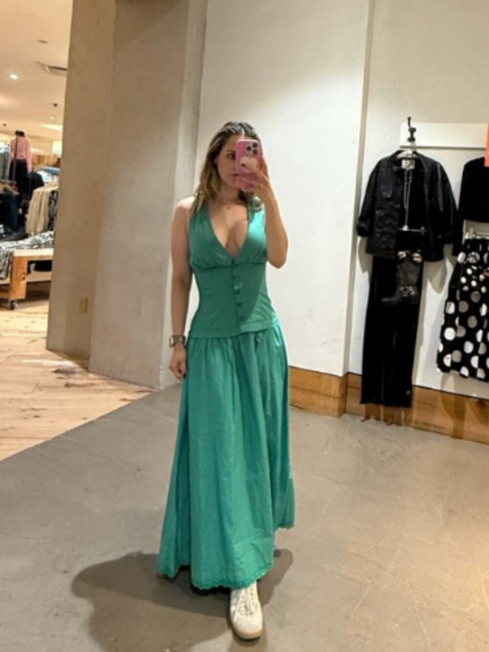 NWT Anthropologie Halter V-Neck Drop-Waist Midi Dress